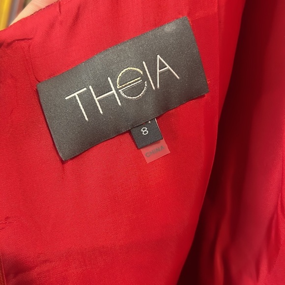 Theia Alexis Fringe Cocktail Dress red pink size 8. V neck back. Stunning - Picture 7 of 8